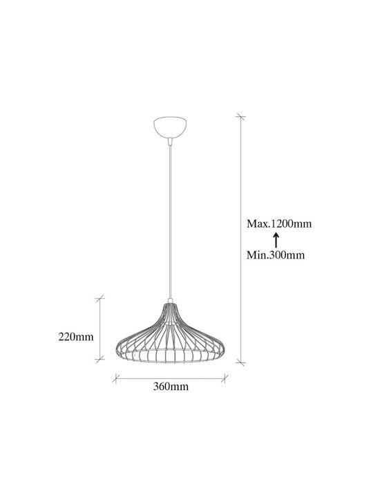 Opviq Depay Pendant Light Black with Socket E27 36x36x120cm