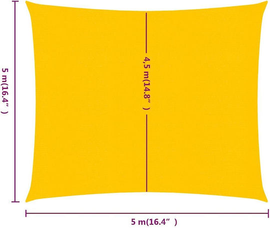 vidaXL Square Shade Sail Yellow 5x5m 160gr/m²