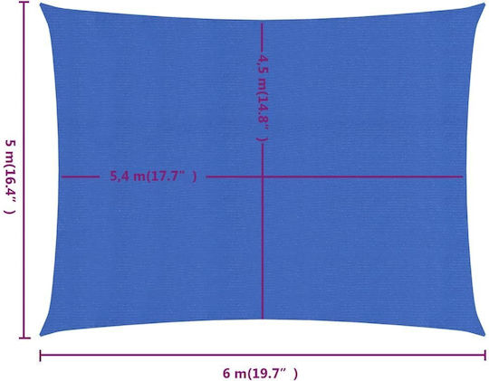 vidaXL Ορθογώνιο Πανί Σκίασης Μπλε 5x6m