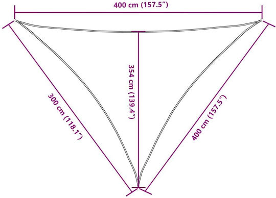 vidaXL Triangle Shade Sail Black With Hoop & with PU Coating 3x4x4m made of Oxford fabric