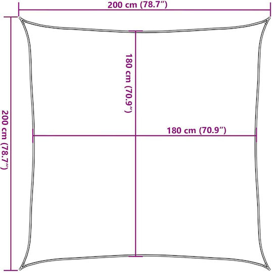 vidaXL Pătrat Umbrela Sail Gri Cu cerc 2x2m