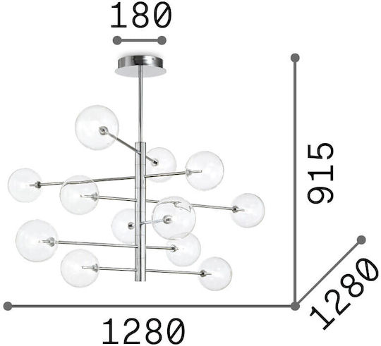 Ideal Lux Equinoxe Pendant Light Silver for 12 Bulbs G4