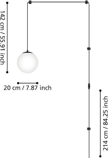 Eglo Pendant Light Black with Socket E27