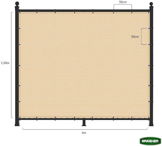 Grasher Shade Divider Ecru With Hoop 1.5x6m 160gr/m²