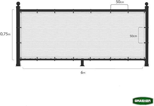 Grasher Schattentrennwand Weiß 6x0.75m 160gr/m²