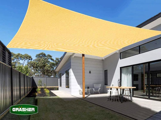 Grasher Ε220 Square Shade Sail Beige With Hoop 3.6x3.6m 180gr/m²