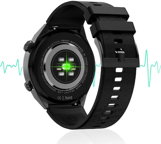 NO.1 DT3 PRO Max Smartwatch with Heart Rate Monitor (Silver Case / Brown Leather Strap)