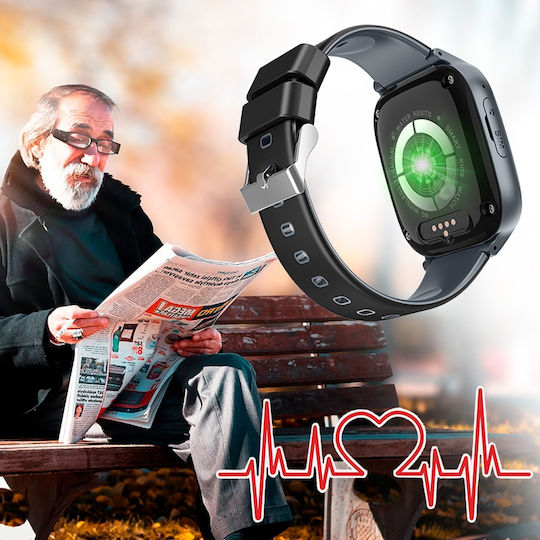 Wonlex D32S Smartwatch με SIM και Παλμογράφο (Μαύρη Κάσα / Μαύρο Λουρί Σιλικόνης)