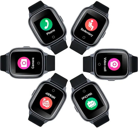 Wonlex D32S Smartwatch με SIM και Παλμογράφο (Μαύρη Κάσα / Μαύρο Λουρί Σιλικόνης)