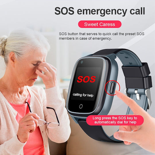 Wonlex D32S Smartwatch με SIM και Παλμογράφο (Μαύρη Κάσα / Μαύρο Λουρί Σιλικόνης)