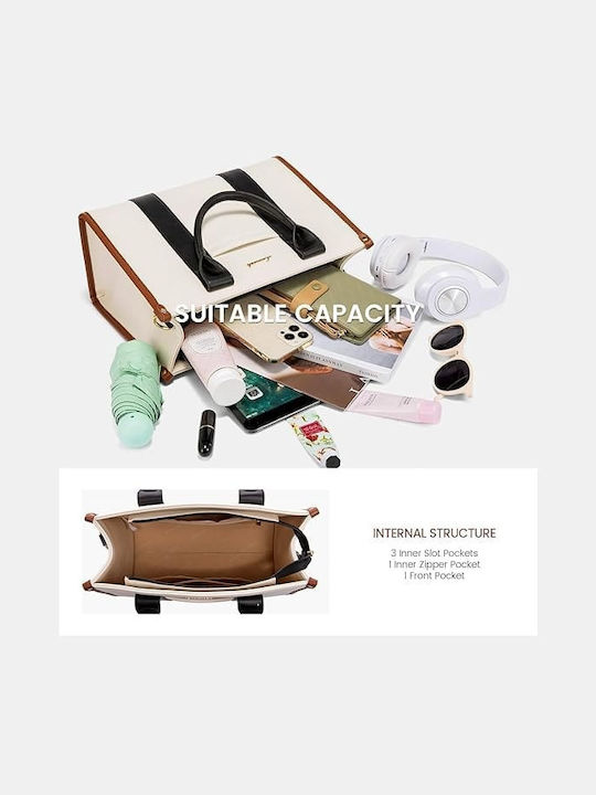 Γυναικεία Τσάντα Shopper Ώμου Beige/Black