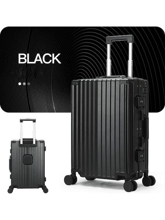 Bopai Medium Hard Travel Suitcase Black with 4 Wheels Height 65cm