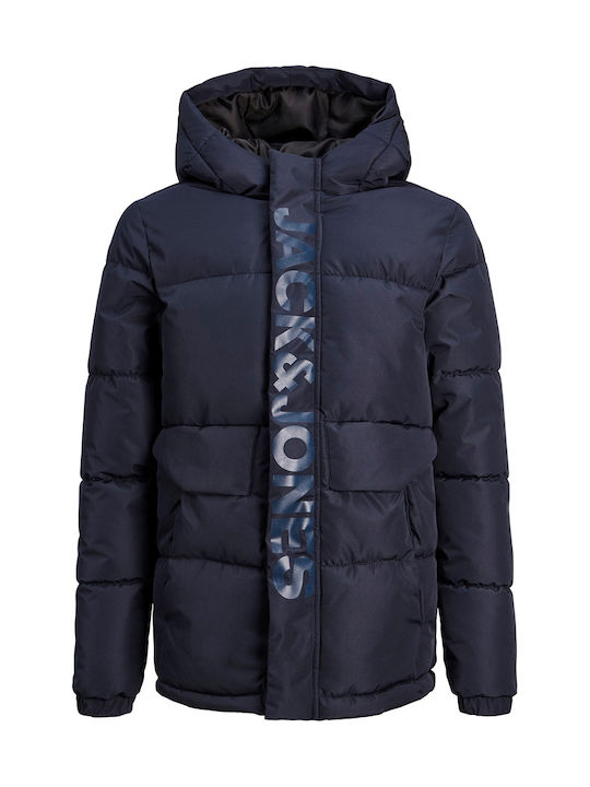 Kids' Quilted Jacket Short with Hood Dark Blue