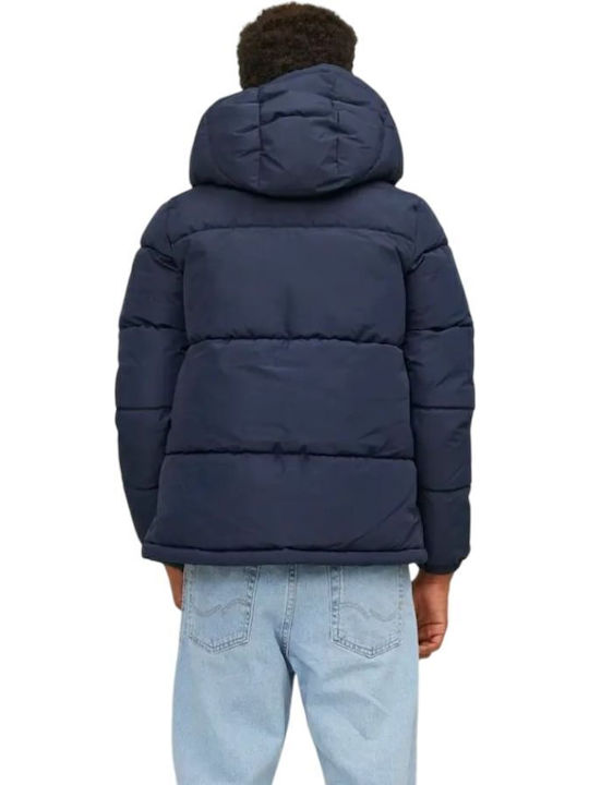 Kids' Quilted Jacket Short with Hood Dark Blue