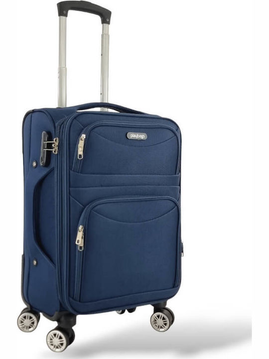 Playbags Βαλίτσα Ταξιδίου Καμπίνας Υφασμάτινη Μπλε με 4 Ρόδες Ύψους 56εκ.