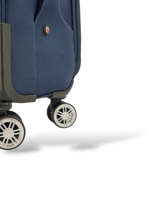 Playbags Βαλίτσα Ταξιδίου Καμπίνας Υφασμάτινη Μπλε με 4 Ρόδες Ύψους 56εκ.