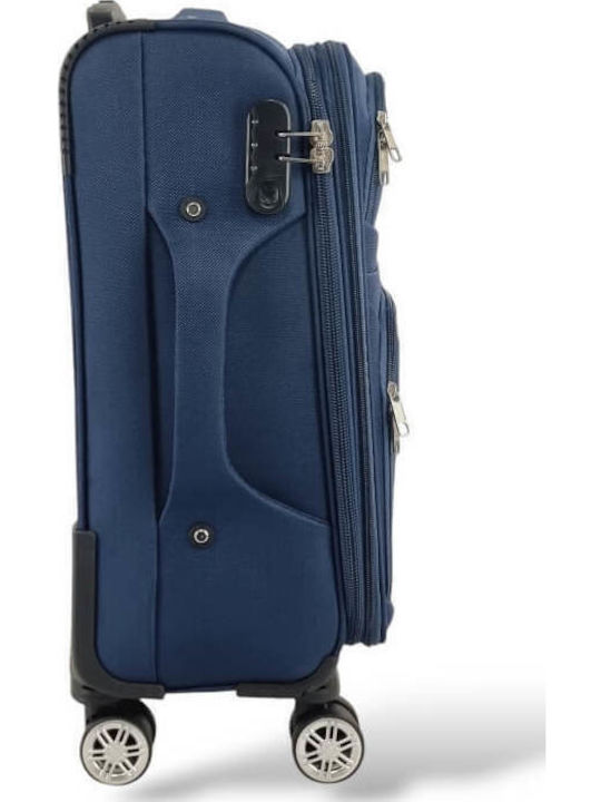 Playbags Βαλίτσα Ταξιδίου Καμπίνας Υφασμάτινη Μπλε με 4 Ρόδες Ύψους 56εκ.