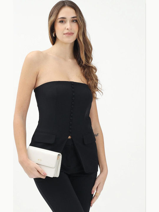 Life Damen Bluse Trägerlos Black