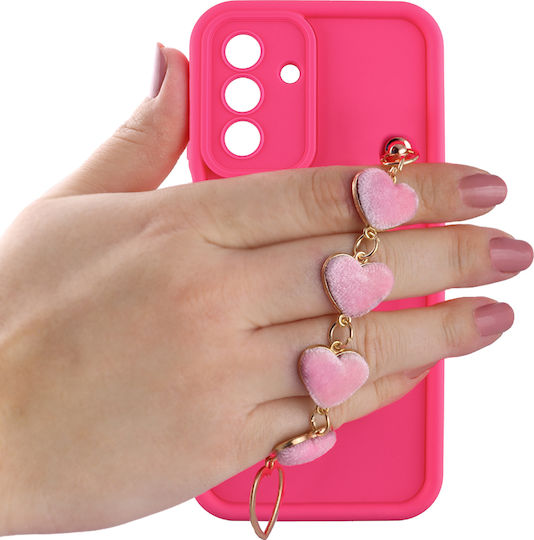Volte-Tel Hearts Strap Back Cover Silicone with Strap Pink (Galaxy A16)