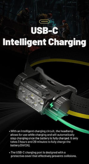 NiteCore Презареждащ се Челник LED IP68 с Максимална Яркост 1600лм Hc70 Uhe Черен