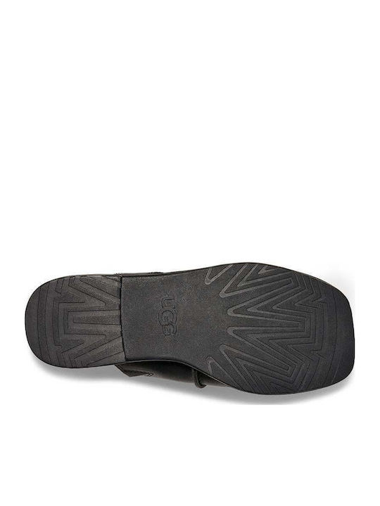 Leather Women's Flat Sandals in Black Color