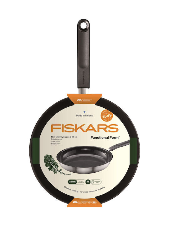 Fiskars Pan Mit Deckel aus Edelstahl mit Antihaftbeschichtung 28cm