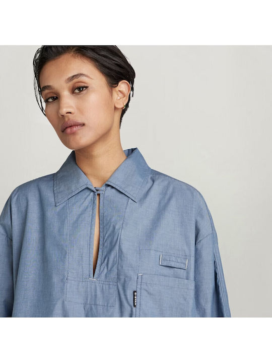 Langärmelig Damen Hemd Blue