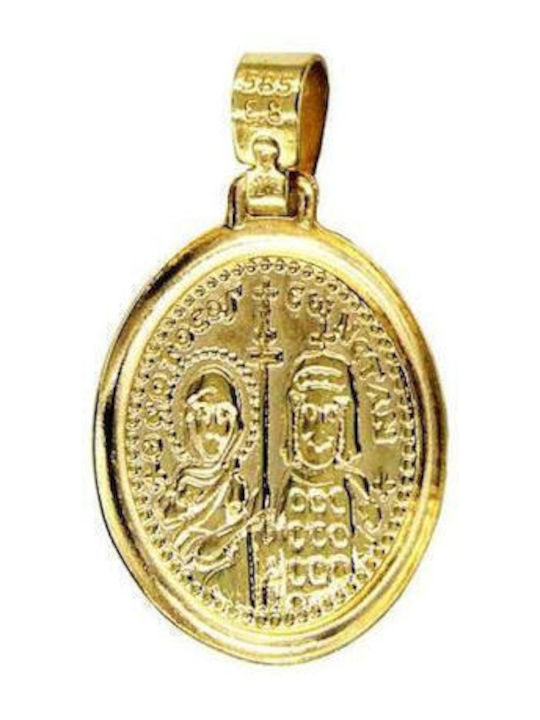 Roloi Kaliamanis Anhänger Kinder Amulett Beidseitig Konstantinato aus Weißgold 14K PM1135