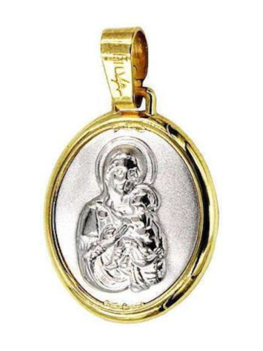 Roloi Kaliamanis Anhänger Kinder Amulett Beidseitig Konstantinato aus Weißgold 14K PM1135