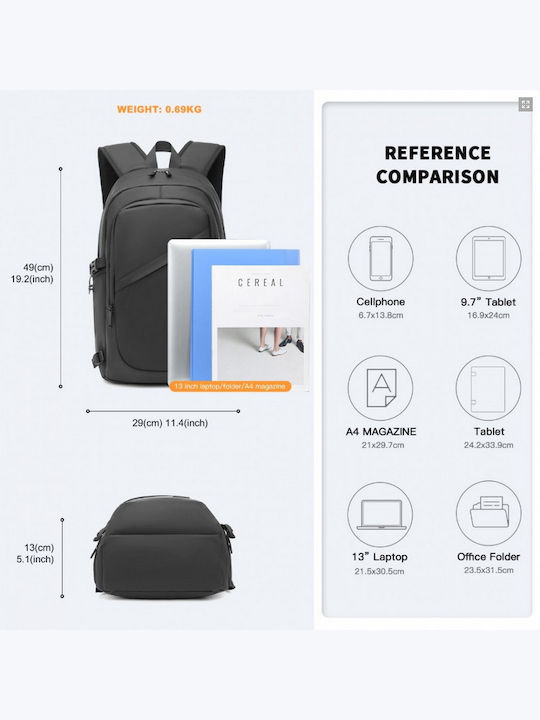 Miss Lulu Miss Lulu Rucksack Für Laptop 15.6 Mit USB-Anschluss In Schwarz Farbe EM2349