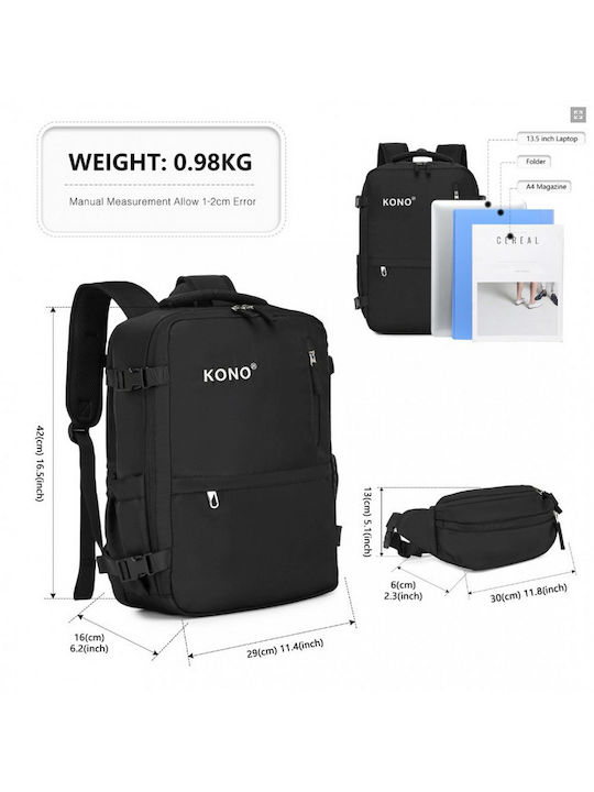 Miss Lulu Miss Lulu Rucksack Für Laptop 13.5 Mit USB-Anschluss In Schwarz
