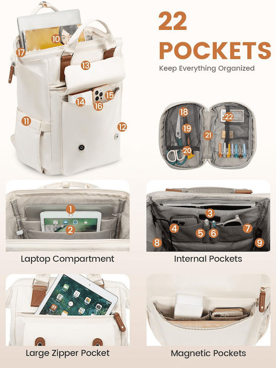 Lovevook Wasserdicht Tasche Rucksack für Laptop 15.6" beige WB1930