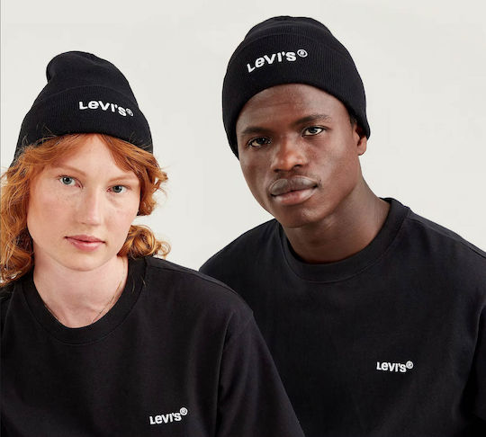 Beanie Unisex Σκούφος Πλεκτός σε Μαύρο χρώμα