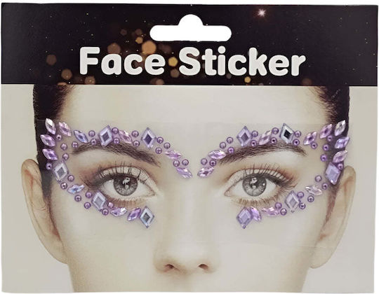 Autocolante decorative cu pietre pentru față, 6 modele, 1 bucată