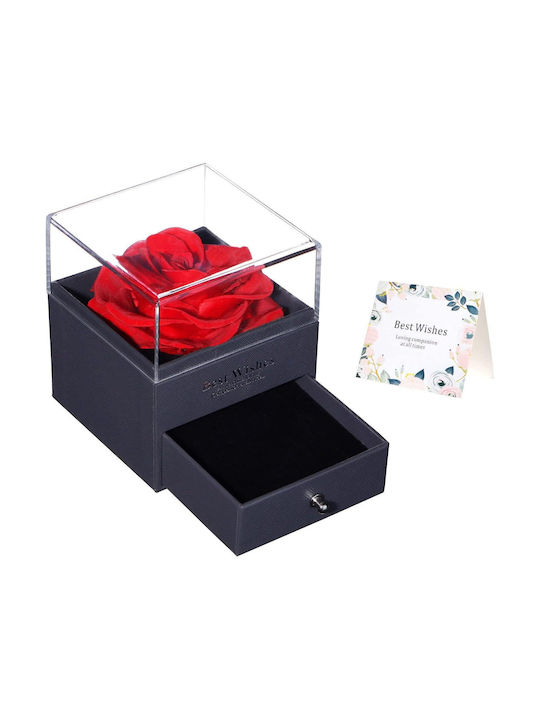 Jewelry Box Preserved Rose Zola 1 Drawer Gift Bag Greeting Card 11 X 9 X 9 Cm Black