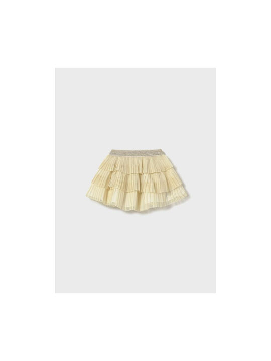 Mayoral Kids Pleated Tulle Skirt Ecru