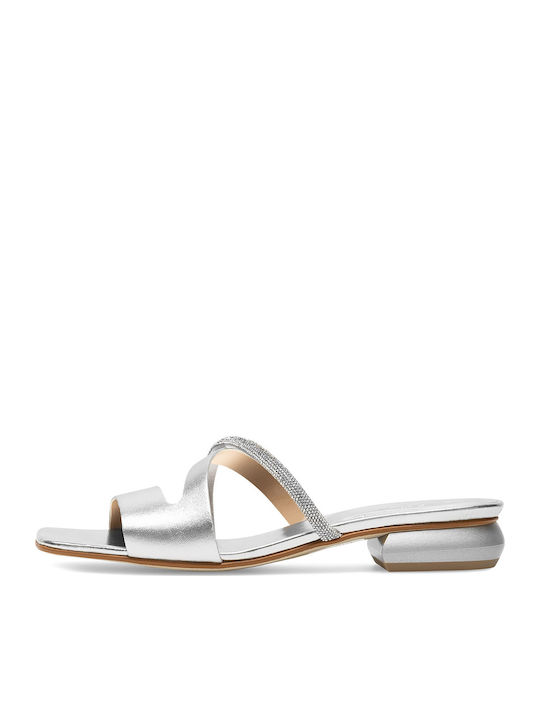 Flache Sandalen für Damen in Silber Farbe