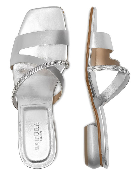 Flache Sandalen für Damen in Silber Farbe