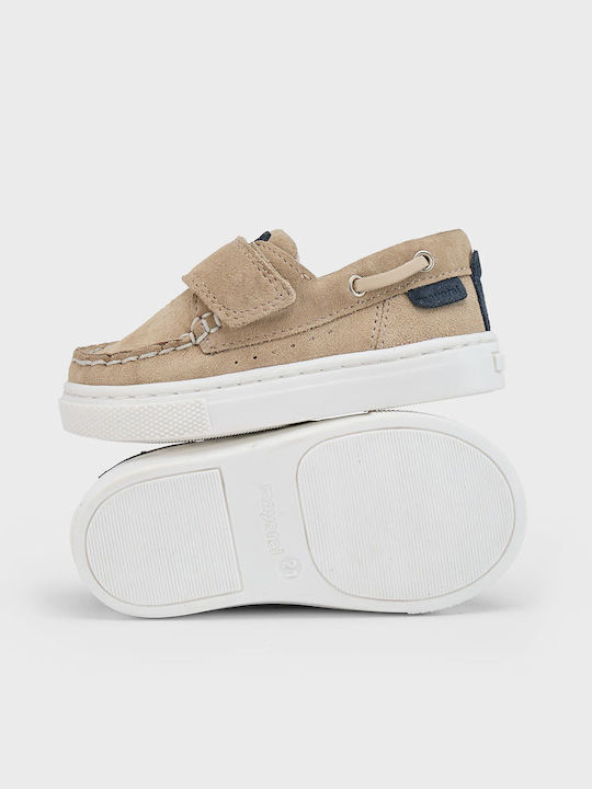 Boys Suede Moccasins with Velcro Beige