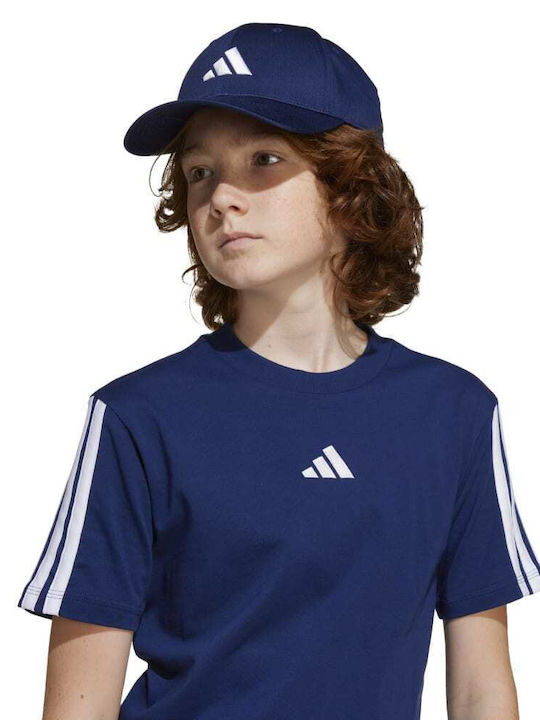 Kinder-T-Shirt Blau Essentials 3-Stripes