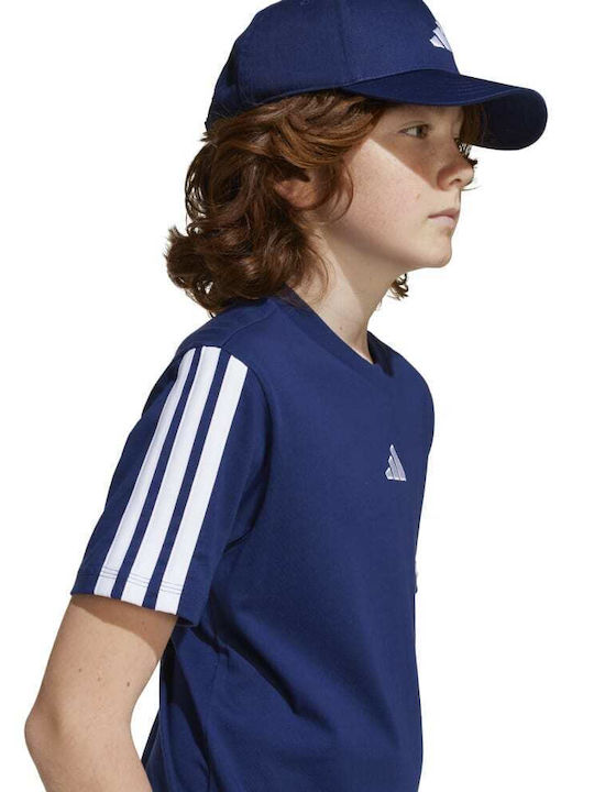 Kinder-T-Shirt Blau Essentials 3-Stripes