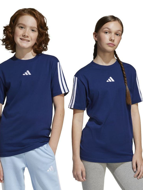Kinder-T-Shirt Blau Essentials 3-Stripes