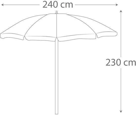 Solskjerm Folding Beach Umbrella Diameter 2.4m Blue