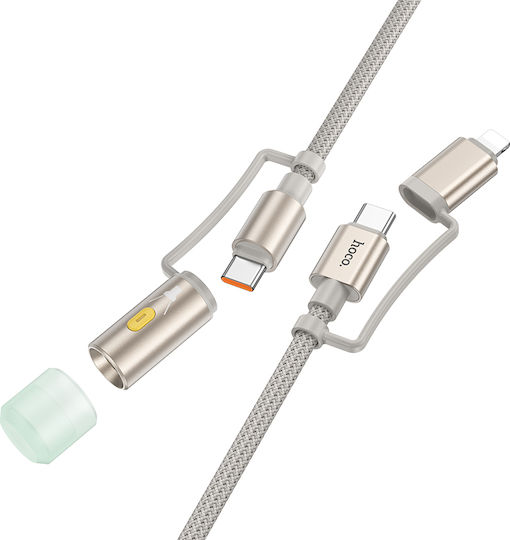 LED / Braided USB-C to Lightning Cable 60W Γκρι 1.2m U138