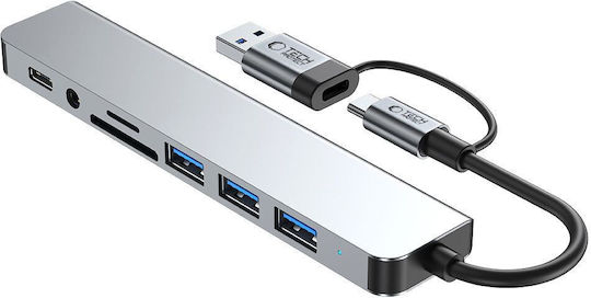 Tech-Protect HB06 USB 3.0 5 Port Hub with USB-A / USB-C Connection Gray