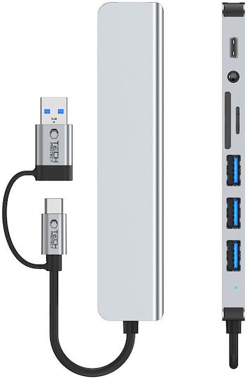 Tech-Protect HB06 Hub 5 Ports USB 3.0 with USB-A / USB-C Connection Gray