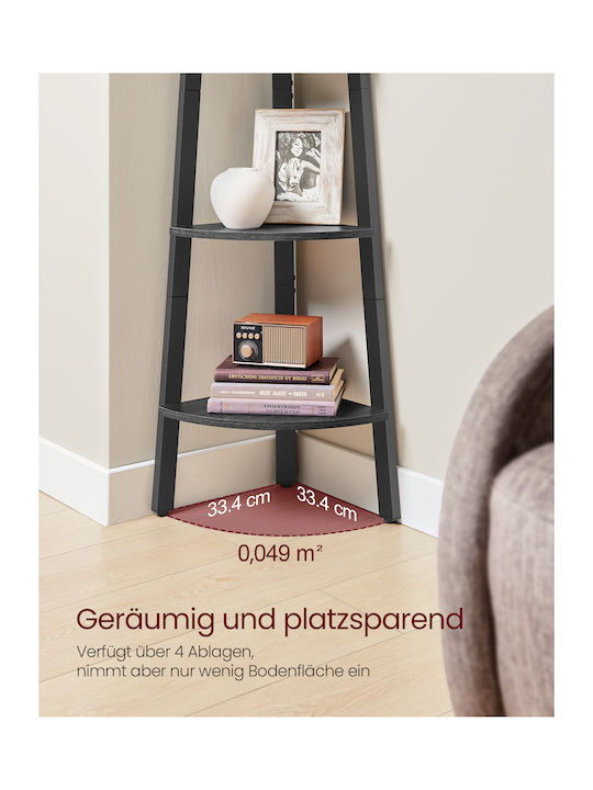 Vasagle 4-Tier Corner Shelf Bookcase or Plant Stand Grey Black