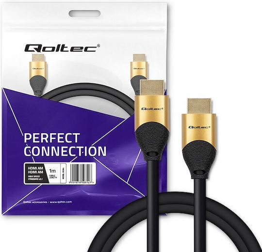 Qoltec HDMI 2.1 Ultra High Speed 48Gbps 4K 120Hz HDR VRR HDMI кабел HDMI мъжки - HDMI мъжки 1м Черен