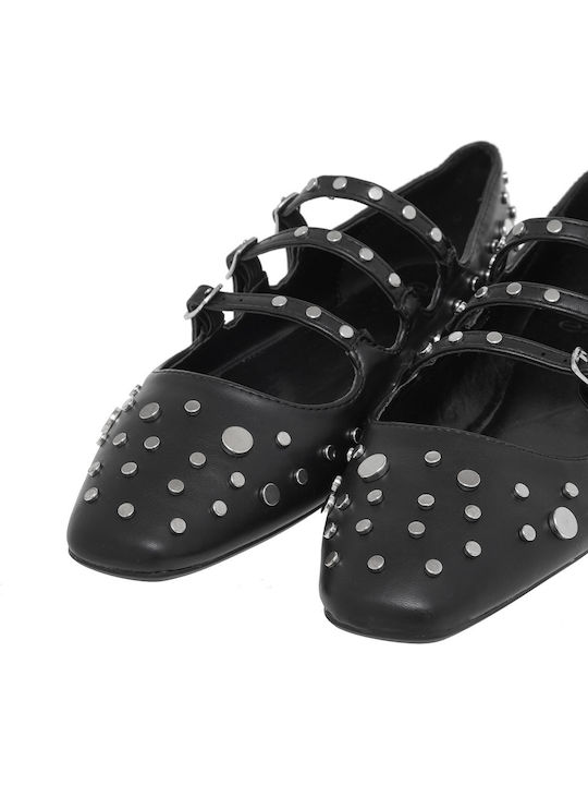 Synthetic Leather Ballerinas Black
