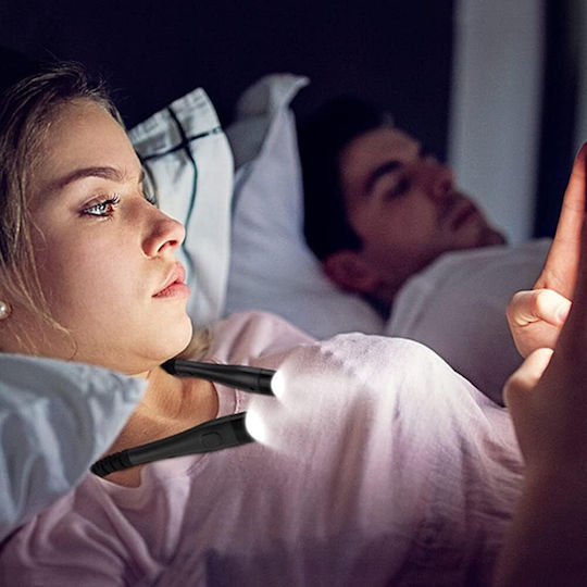 LED лампа за четене на книги Zola, предназначена за окачване около врата, изработена от пластмаса и гума, обща дължина
